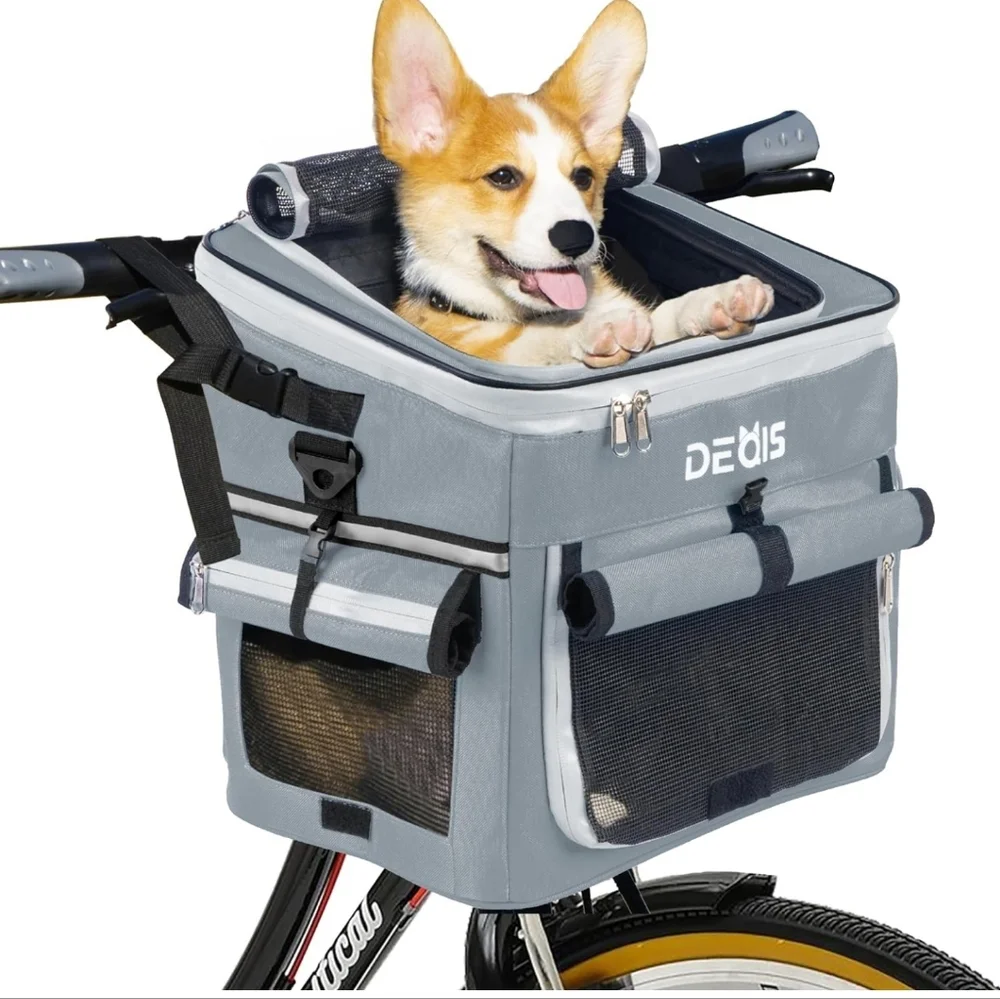 DEQIS Dog/Cat Travel bag- pet carrier- bike basket for small pets